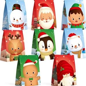 ✅ 5 for $25 - 10 Christmas Holiday Winter Paper Gift Bags